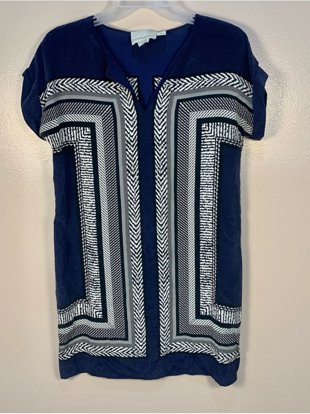 Cynthia Rowley 100% Silk Geometric Shift Dress - Picture 1 of 10